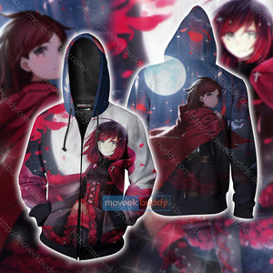 RWBY Ruby Rose 3D Hoodie Zip Hoodie XS 