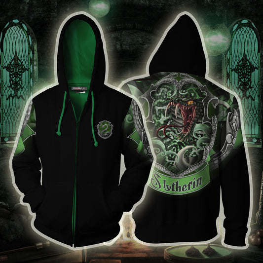Slytherin Hogwarts Harry Potter Zip Up Hoodie S  