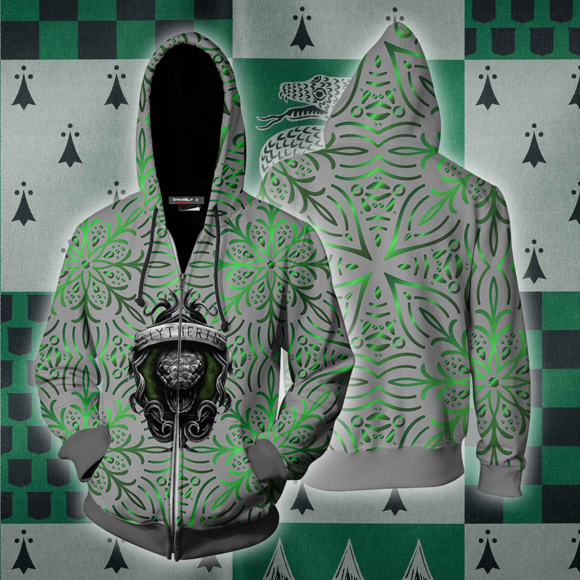 House Slytherin By Any Means Harry Potter Zip Up Hoodie S  