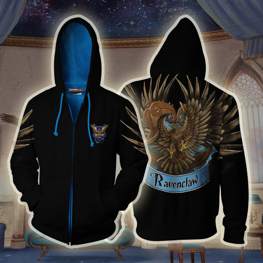 Ravenclaw Hogwarts Harry Potter 3D Zip Up Hoodie   