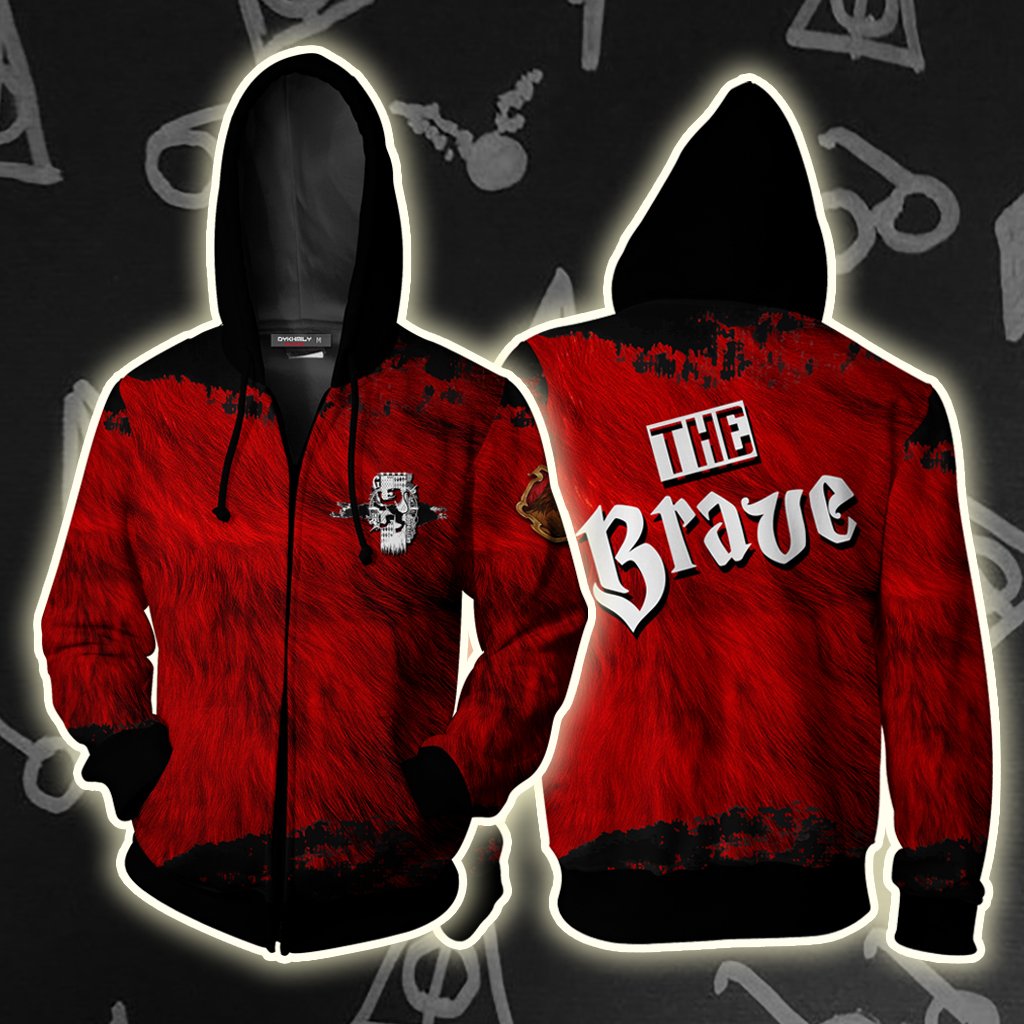 The Brave Gryffindor Harry Potter Unisex 3D T-shirt Zip Hoodie S 