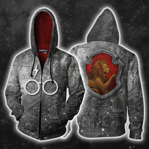Gryffindor Logo Harry Potter New Collection Unisex 3D T-shirt Zip Hoodie S 