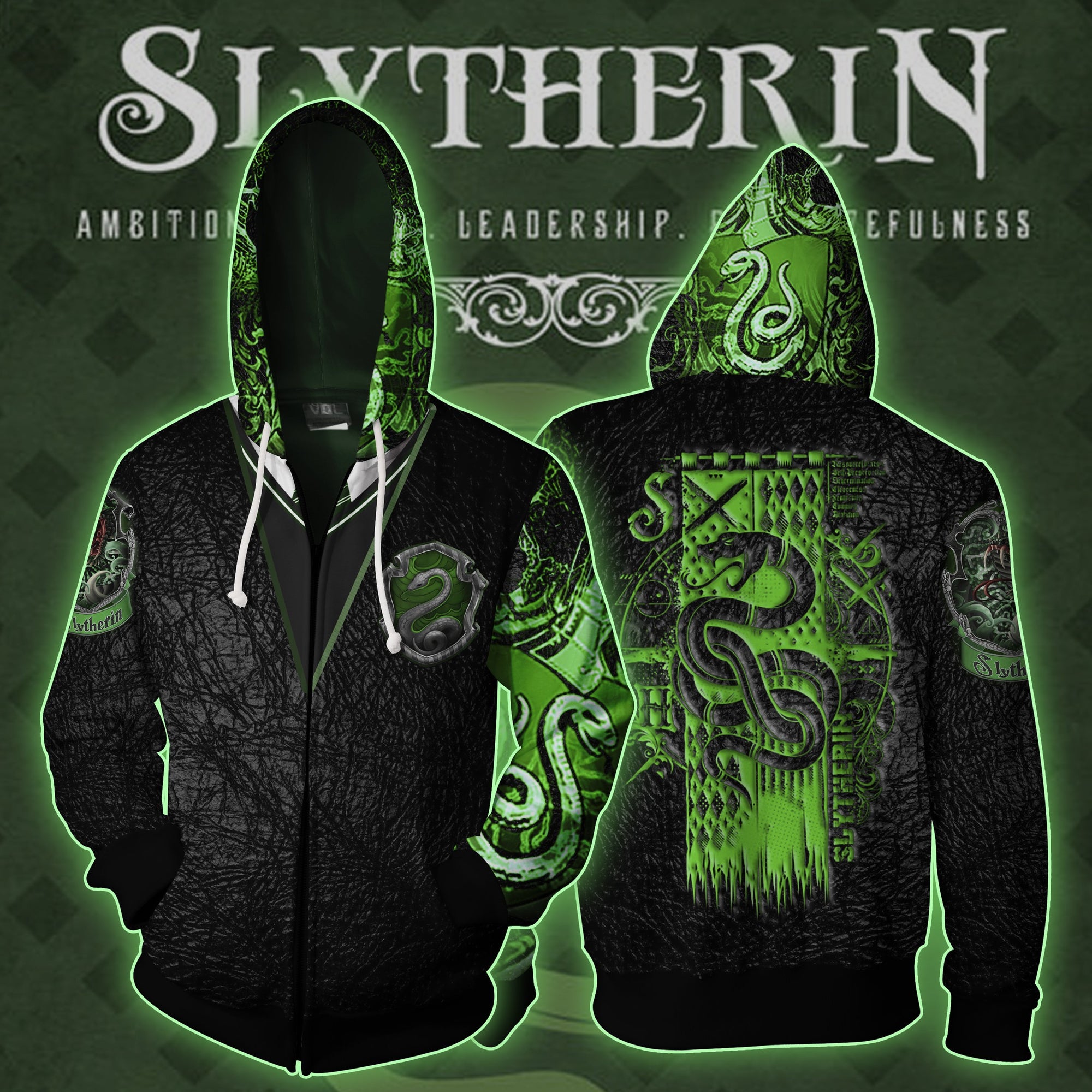 Slytherin House (Harry Potter) Zip Up Hoodie   