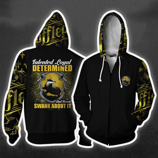 Talented Loyal Determine And Never Swank About It Hufflepuff Harry Potter Zip Up Hoodie S  