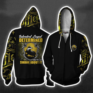 Talented Loyal Determine And Never Swank About It Hufflepuff Harry Potter Zip Up Hoodie S  
