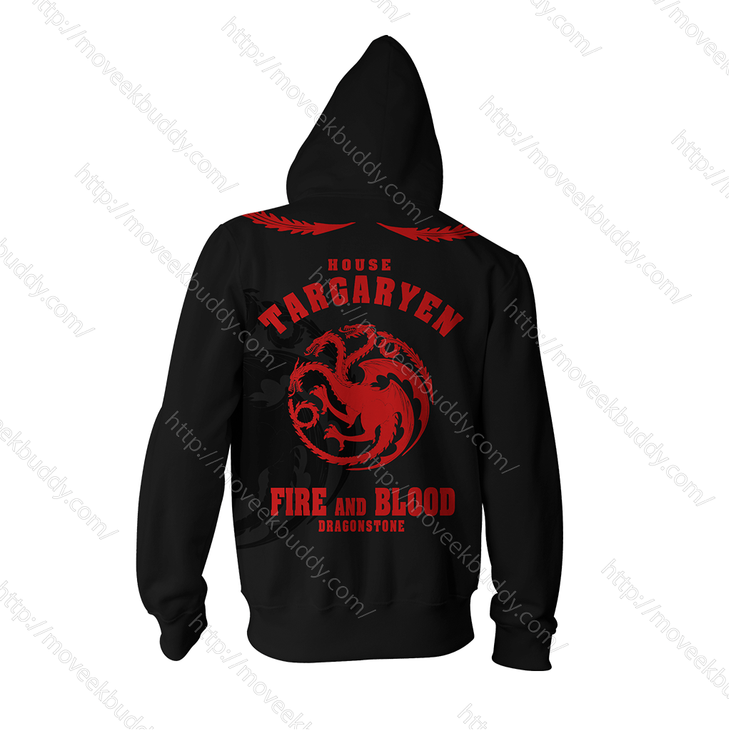 House Targaryen Game Of Thrones Zip Up Hoodie   