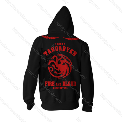 House Targaryen Game Of Thrones Zip Up Hoodie   