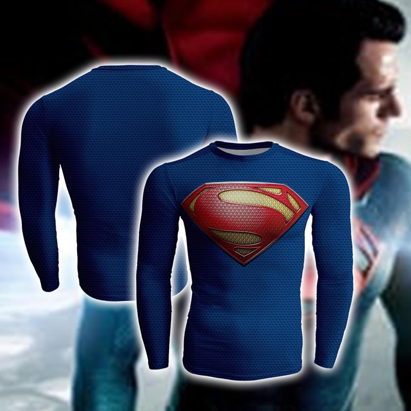 Superman Christopher Reeve Cosplay Long Sleeve Compression T-shirt US/EU XXS  