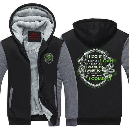 I Do It Because I Can Harry Potter Slytherin Fleece Jacket Black-Grey S 