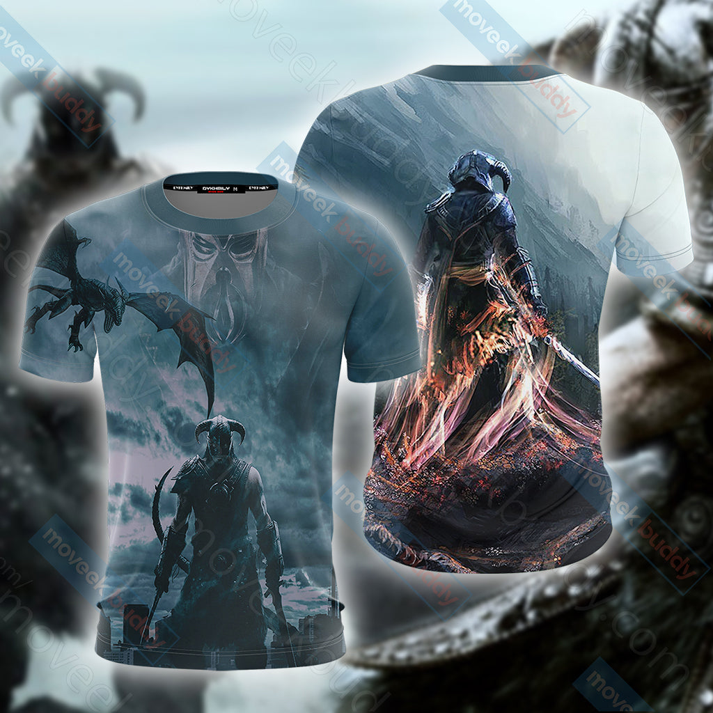 The Elder Scrolls V: Skyrim-Dovahkiin Unisex 3D T-shirt   