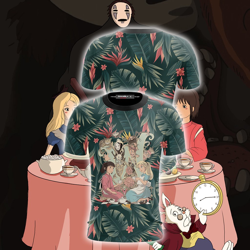 Studio Ghibli And Alice In Wonderland Unisex 3D T-shirt   