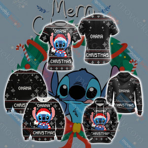 Stitch Ohana Christmas Unisex 3D Sweater   