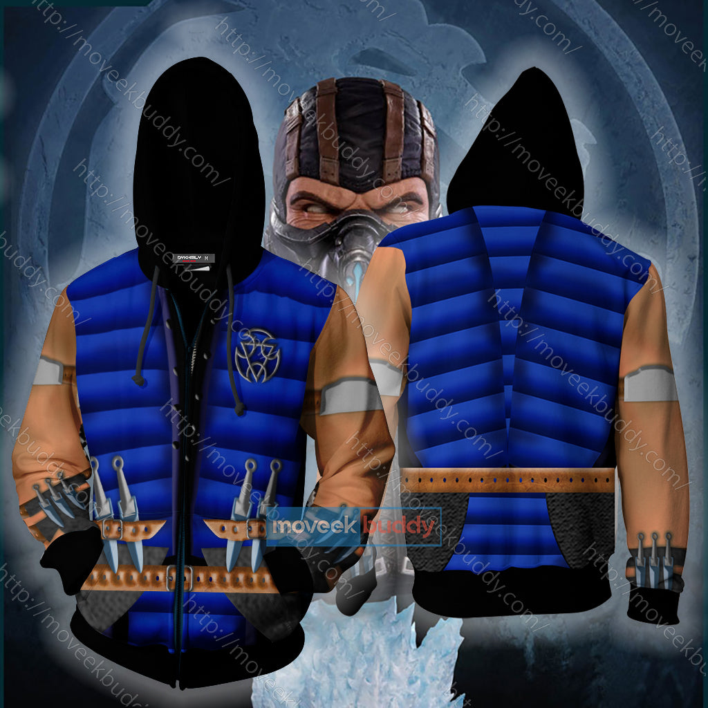 Mortal Kombat Sub-Zero Cosplay Zip Up Hoodie Jacket XS  