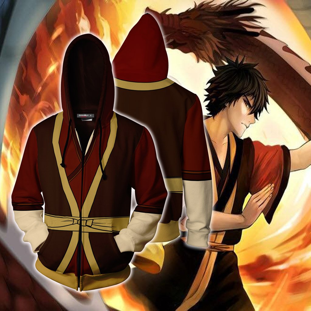 Avatar: The Last Airbender Zuko Cosplay Zip Up Hoodie Jacket   