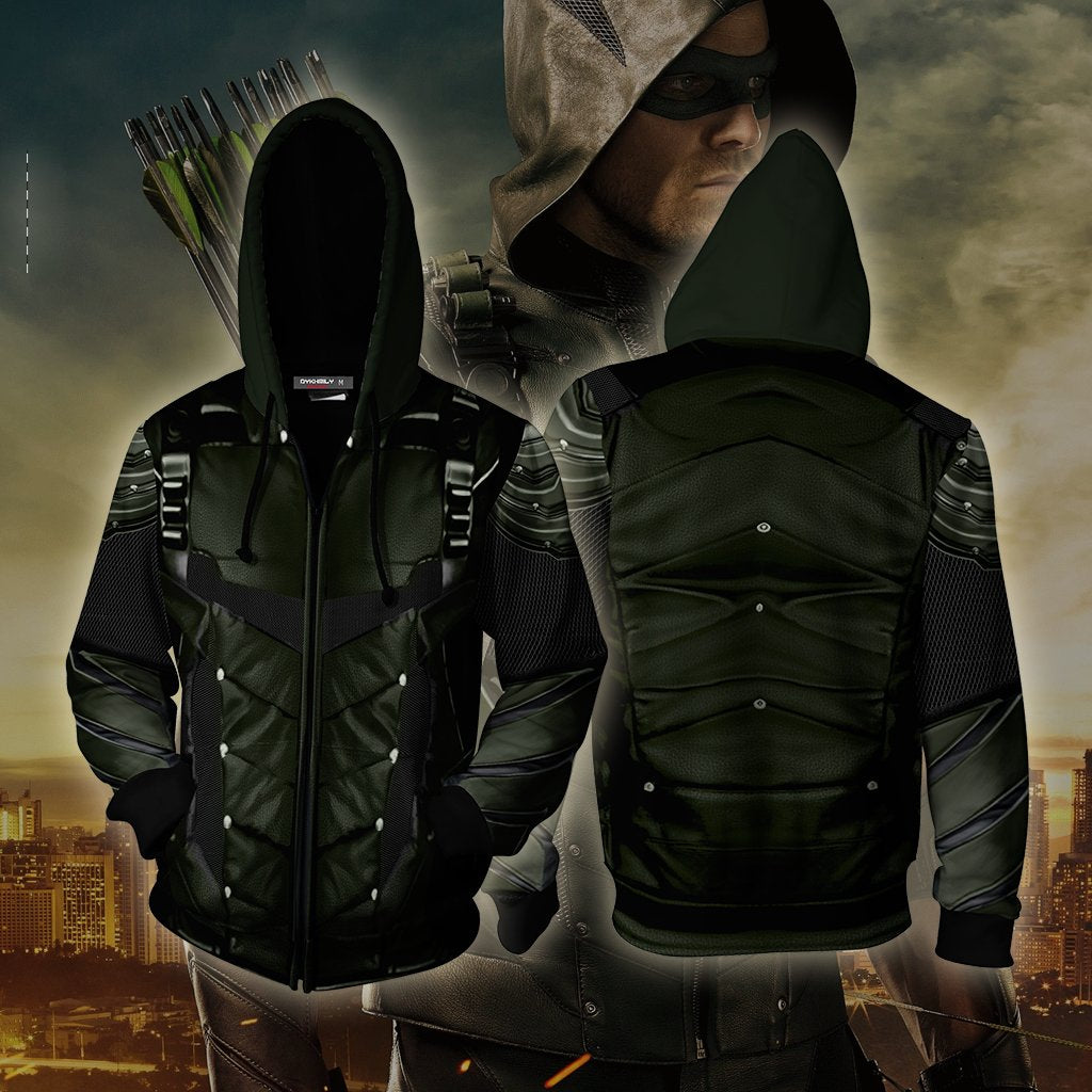Arrow Oliver Cosplay Zip Up Hoodie Jacket S  