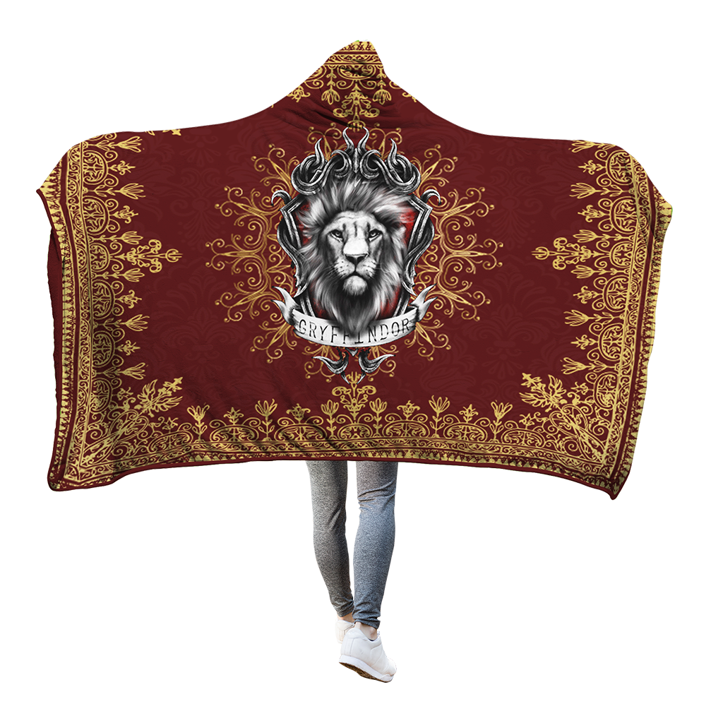 Mandala The Gryffindor Lion Harry Potter 3D Hooded Blanket Adult 80"x60"  
