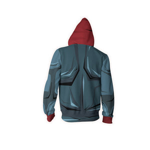 Red Hood Batman Cosplay Zip Up Hoodie Jacket   