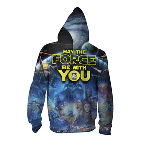 Star Wars May The Force Be With You Zip Up Hoodie   