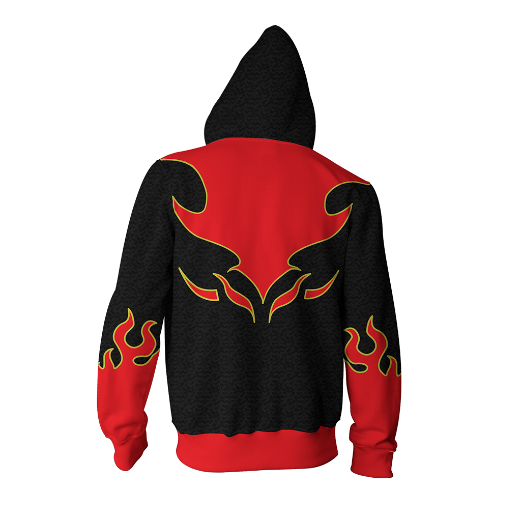 Tekken Jin Kazama Red Flame Cosplay Zip Up Hoodie Jacket   