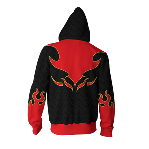 Tekken Jin Kazama Red Flame Cosplay Zip Up Hoodie Jacket   