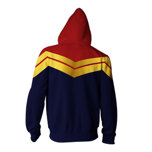 Captain Marvel Cosplay Unisex Zip Up Hoodie Jacket   