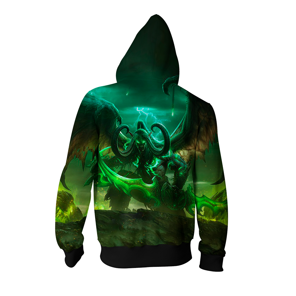 Illidan Stormrage World Of Warcraft Zip Up Hoodie Jacket   
