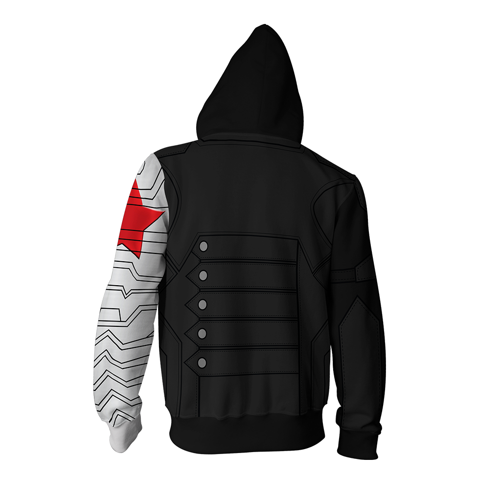 Winter Soldier (Bucky Barnes) Cosplay Zip Up Hoodie Jacket   