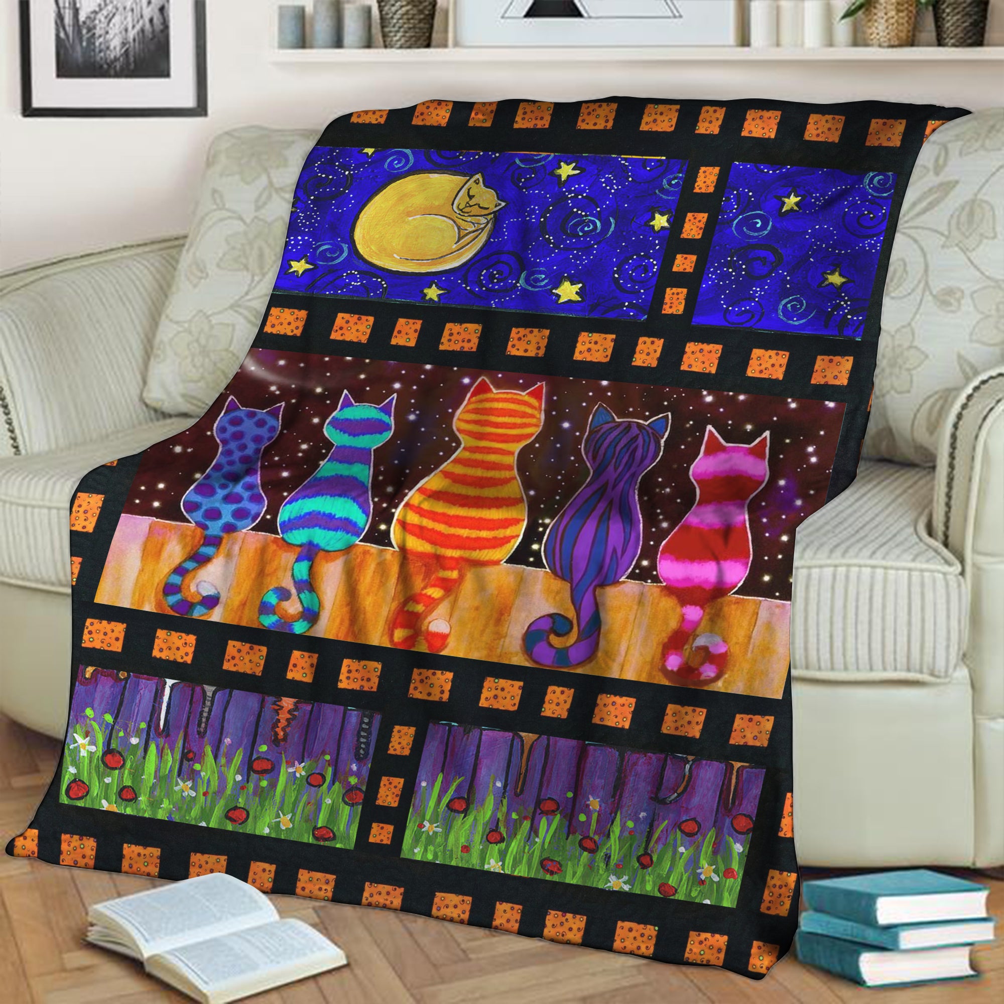 Cats In The Galaxy 3D Throw Blanket 150cm x 200cm  