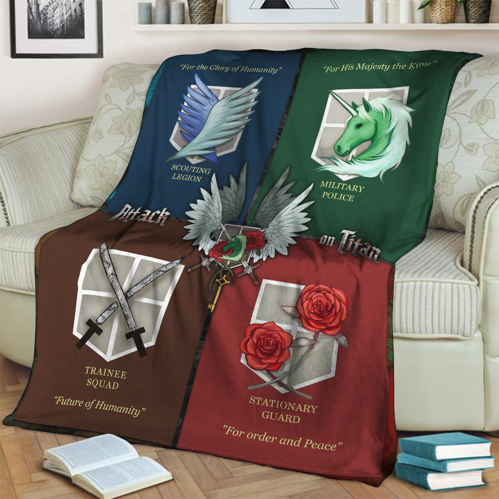 Attack On Titan - Scout Regimen, Military Police, Stationary Guard and Trainee Squad 3D Throw Blanket   