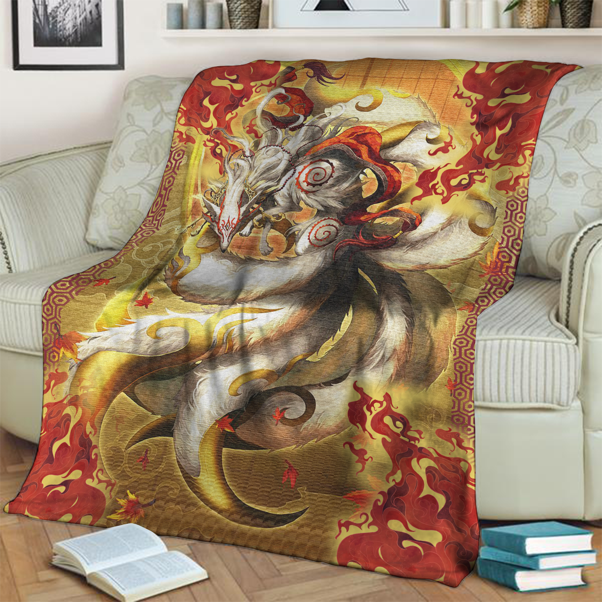 Nine Tail Okami Fox 3D Throw Blanket 130cm x 150cm  