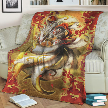 Nine Tail Okami Fox 3D Throw Blanket 130cm x 150cm  