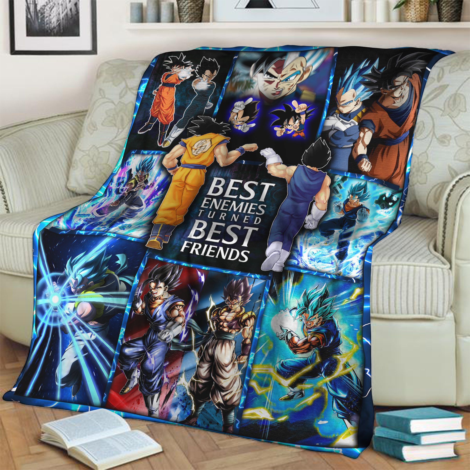 Dragon Ball Goku Vegeta Friendship And Gogeta Vegito Fushion 3D Throw Blanket 130cm x 150cm  