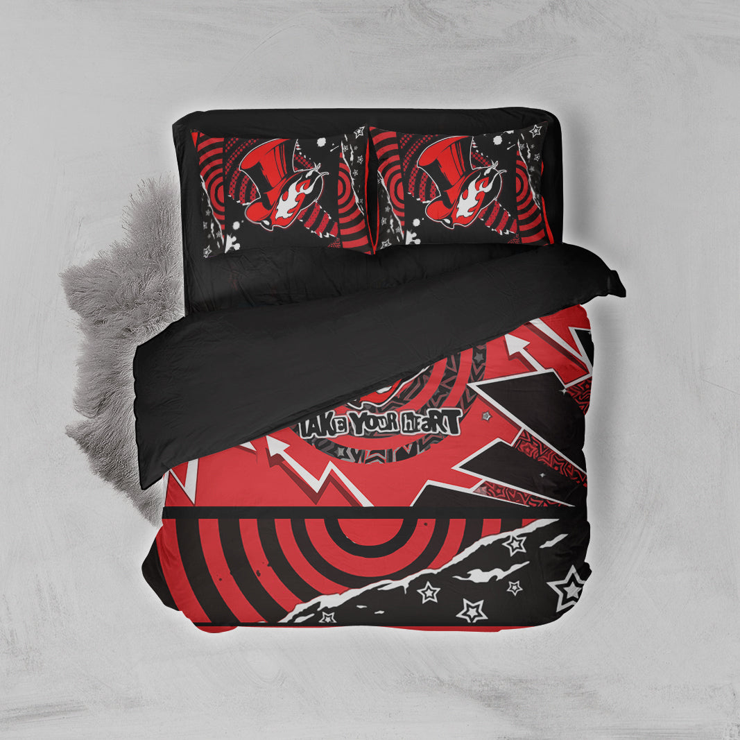 Persona 5 Phantom Thieves Take Your Heart Symbol 3D Bed Set Twin (3PCS)  