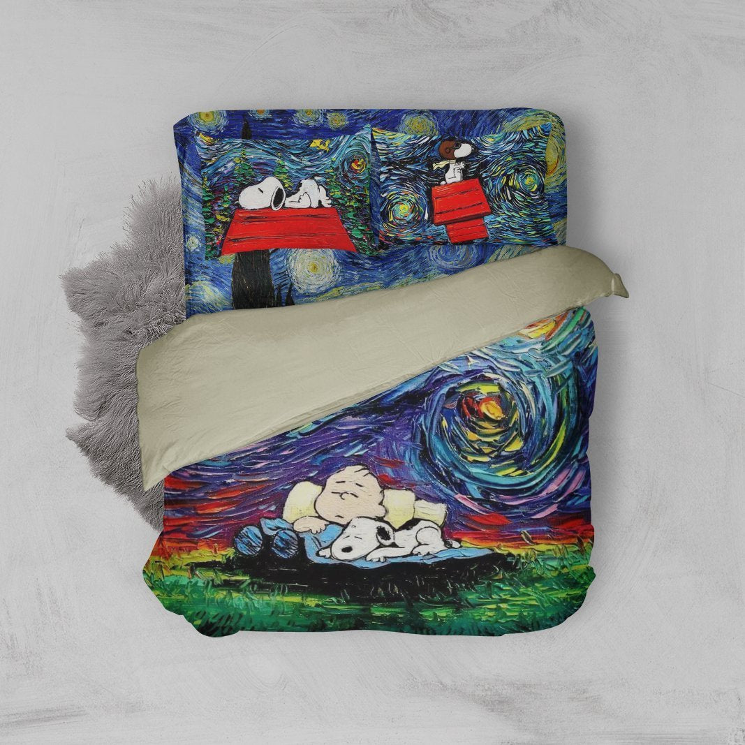 Charlie Brown And Snoopy Woodstock Art Bed Set Twin (3PCS)  