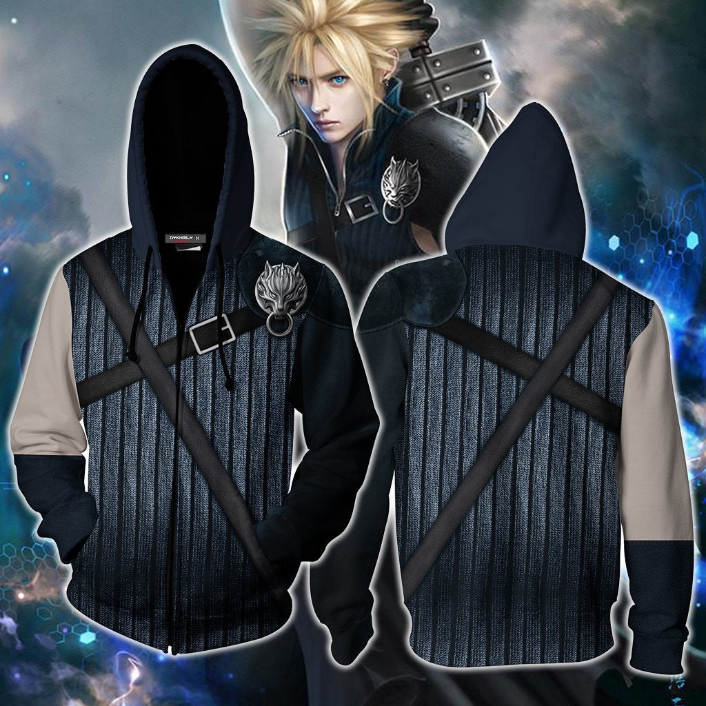 Final Fantasy VII Cloud Strife Cosplay Zip Up Hoodie Jacket S  