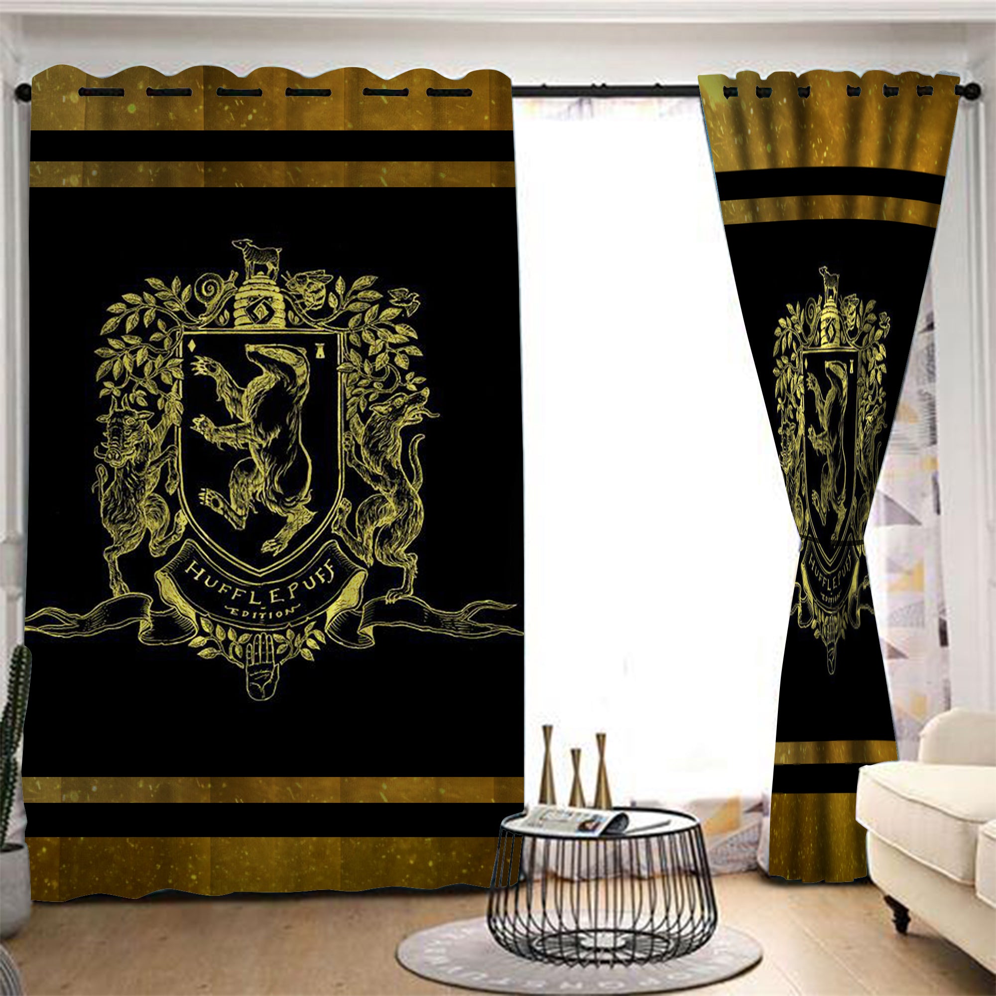 Loyal Like A Hufflepuff Harry Potter Window Curtain 107x160cm  