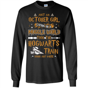 Harry Potter T-shirt Just An October Girl Living In A Muggle World Black S 