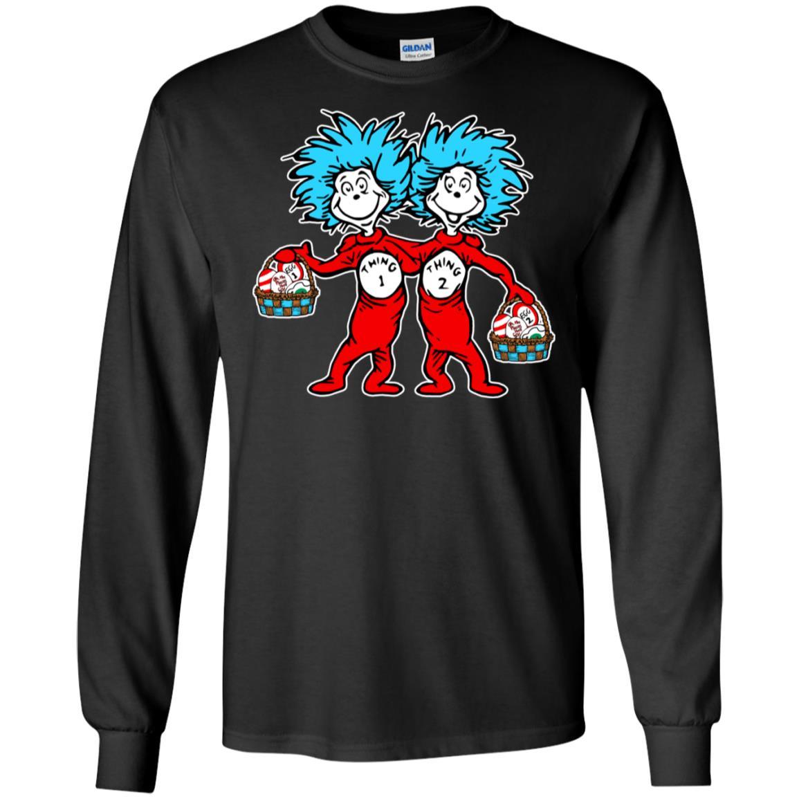 Dr. Seuss Thing 1 Thing 2 Easter Egg T-shirt Black S 