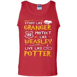 Study Like Granger Protect Like Weasley Live Like Potter Harry Potter Fan T-shirt Red S 