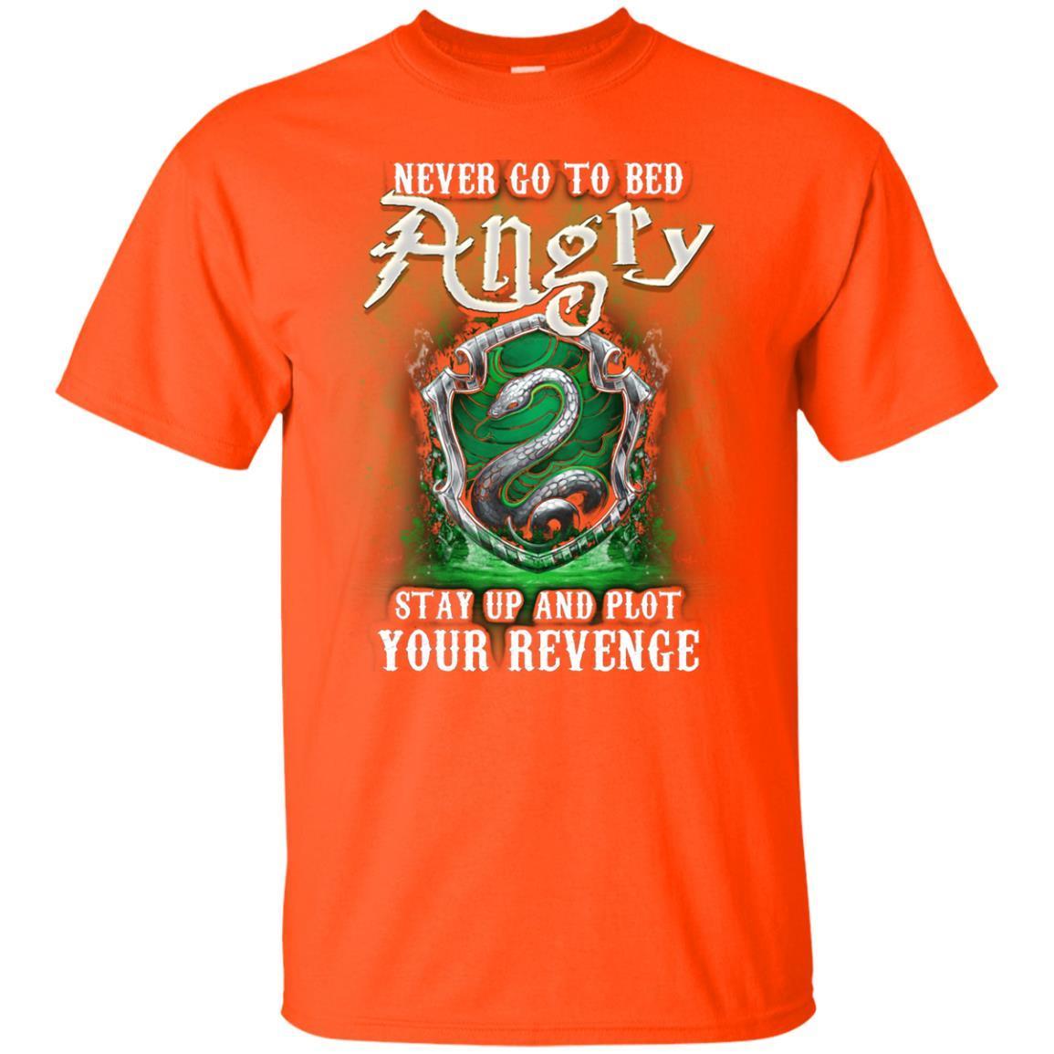 Never Go To Bed Angry Stay Up And Plot Your Revenge Slytherin House Harry Potter Fan Shirt