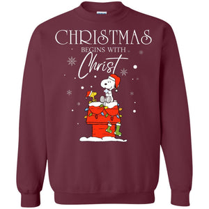 Christmas Begins With Christ Shirt Maroon S 