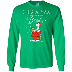Christmas Begins With Christ Shirt Irish Green S 