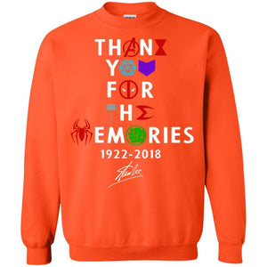 Thank You For The Memories Stan Lee Movie Hero Fan Shirt Orange S 