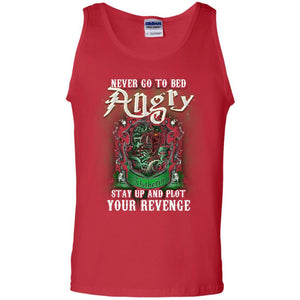 Never Go To Bed Angry Stay Up And Plot Your Revenge Slytherin House Harry Potter Shirt Red S 