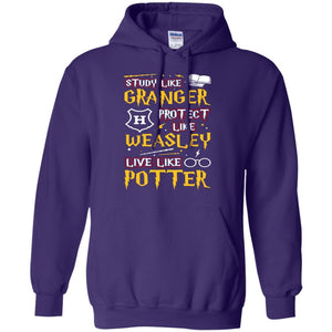 Study Like Granger Protect Like Weasley Live Like Potter Harry Potter Fan T-shirt Purple S 