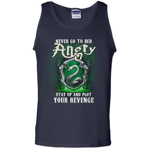 Never Go To Bed Angry Stay Up And Plot Your Revenge Slytherin House Harry Potter Fan Shirt Navy S 