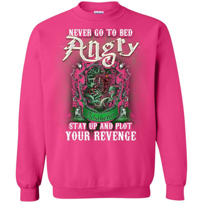 Never Go To Bed Angry Stay Up And Plot Your Revenge Slytherin House Harry Potter Shirt Heliconia S 
