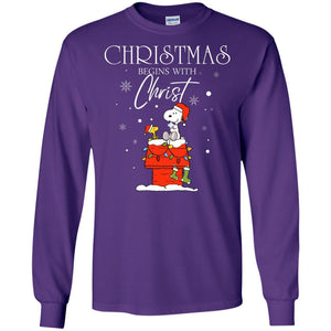 Christmas Begins With Christ Shirt Purple S 
