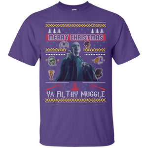 Merry Christmas Ya Filthy Muggle Harry Potter Fan T-shirt Purple S 
