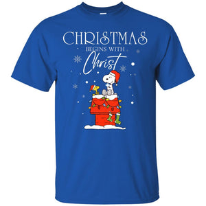 Christmas Begins With Christ Shirt Royal S 